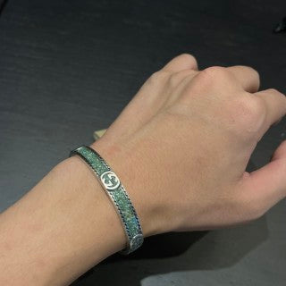 Gucci GG Engraved Vintage Open Cuff Silver Bangle