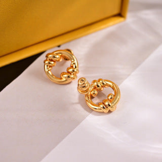 FENDI Twisted FF Loop Stud Earrings