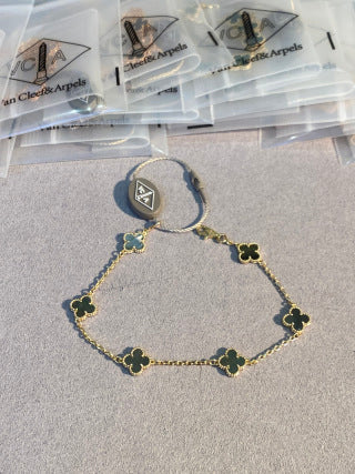 Van Cleef & Arpels Alhambra Mini 6-Motif Bracelet in Grey Mother-of-Pearl