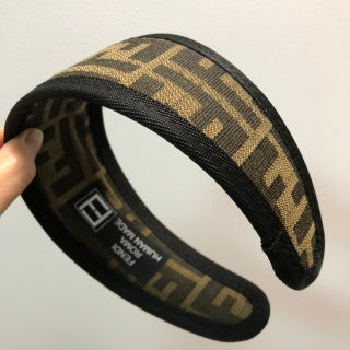 Fendi Mocha Signature Monogram Wide Headband
