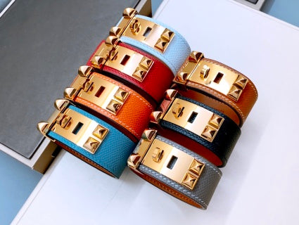 Hermès Collier de Chien Studded Leather Cuff Bracelet