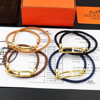 Hermès Rivale Double Wrap Leather Bracelet