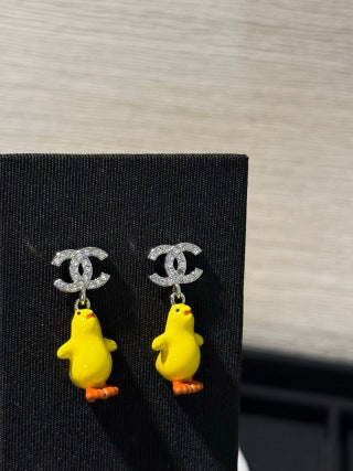 Chanel Fully Pavé-Set Diamond Little Yellow Chick Earrings