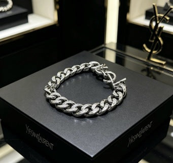 YSL Éclat Pavé Link Chain Bracelet
